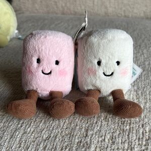 Jellycat Marshmallow Keychain Pink and White